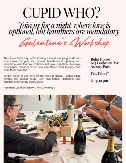 Galentine's Day Metal Stamping Jewelry Workshop 2/13 @ Boho House Asbury Park