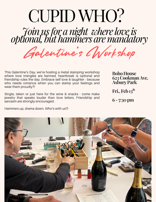 Galentine's Day Metal Stamping Jewelry Workshop 2/13 @ Boho House Asbury Park