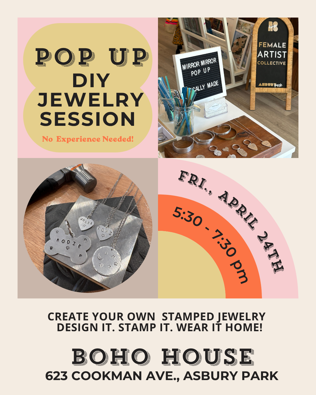 Pop Up Metal Stamping Workshop 4/24 @ BOHO HOUSE