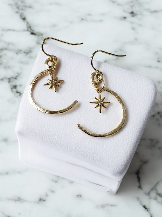 Crescent Moon and Stars Earrings