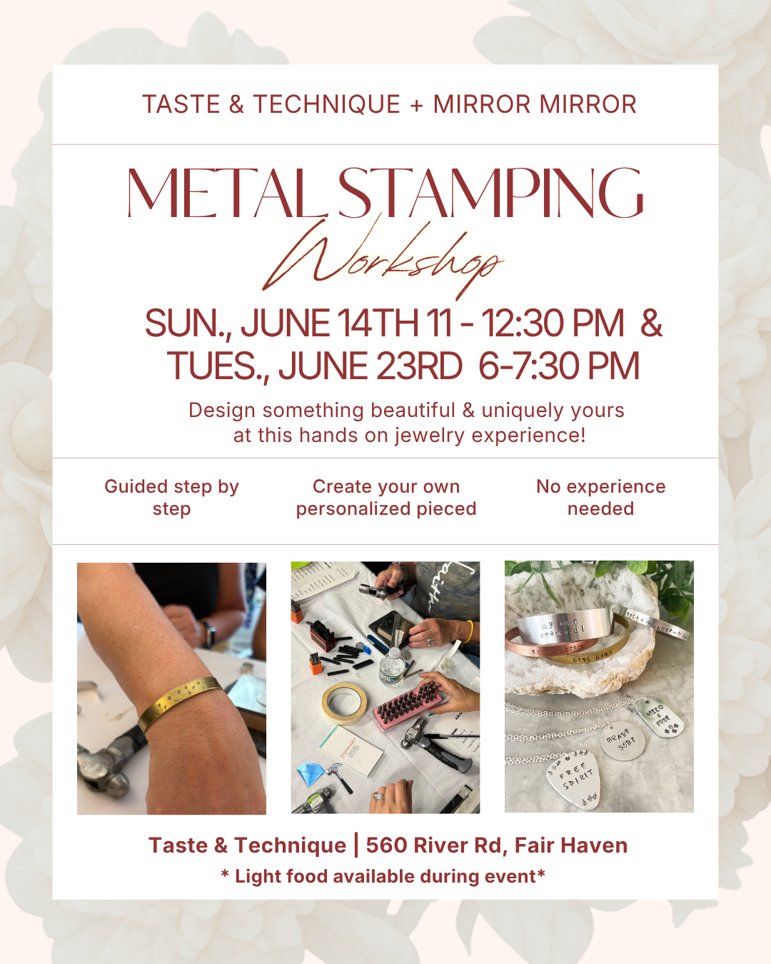 Taste & Technique - Metal Stamping Workshops 6/14 & 6/23