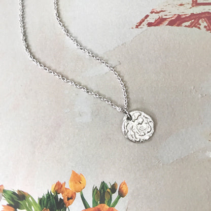 Silver Abstract Rose Necklace