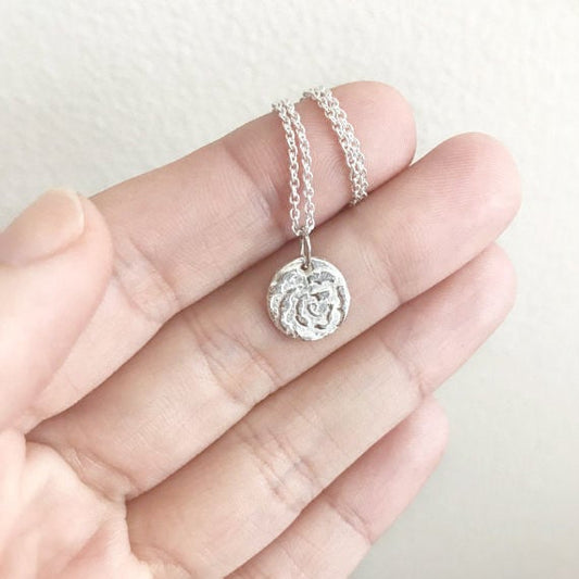 Silver Abstract Rose Necklace