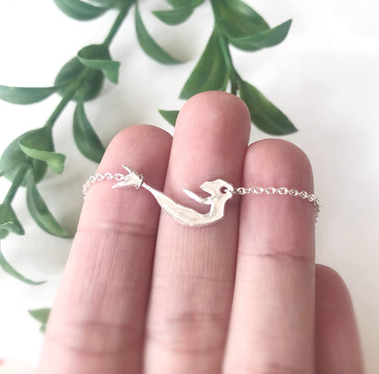 Tiny Fine Silver Mermaid Necklace