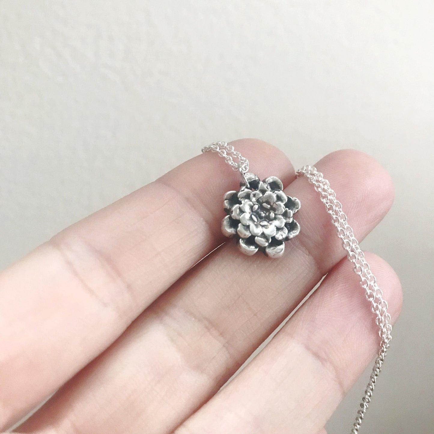 Recycled Fine Silver Chrysanthemum Flower Necklace