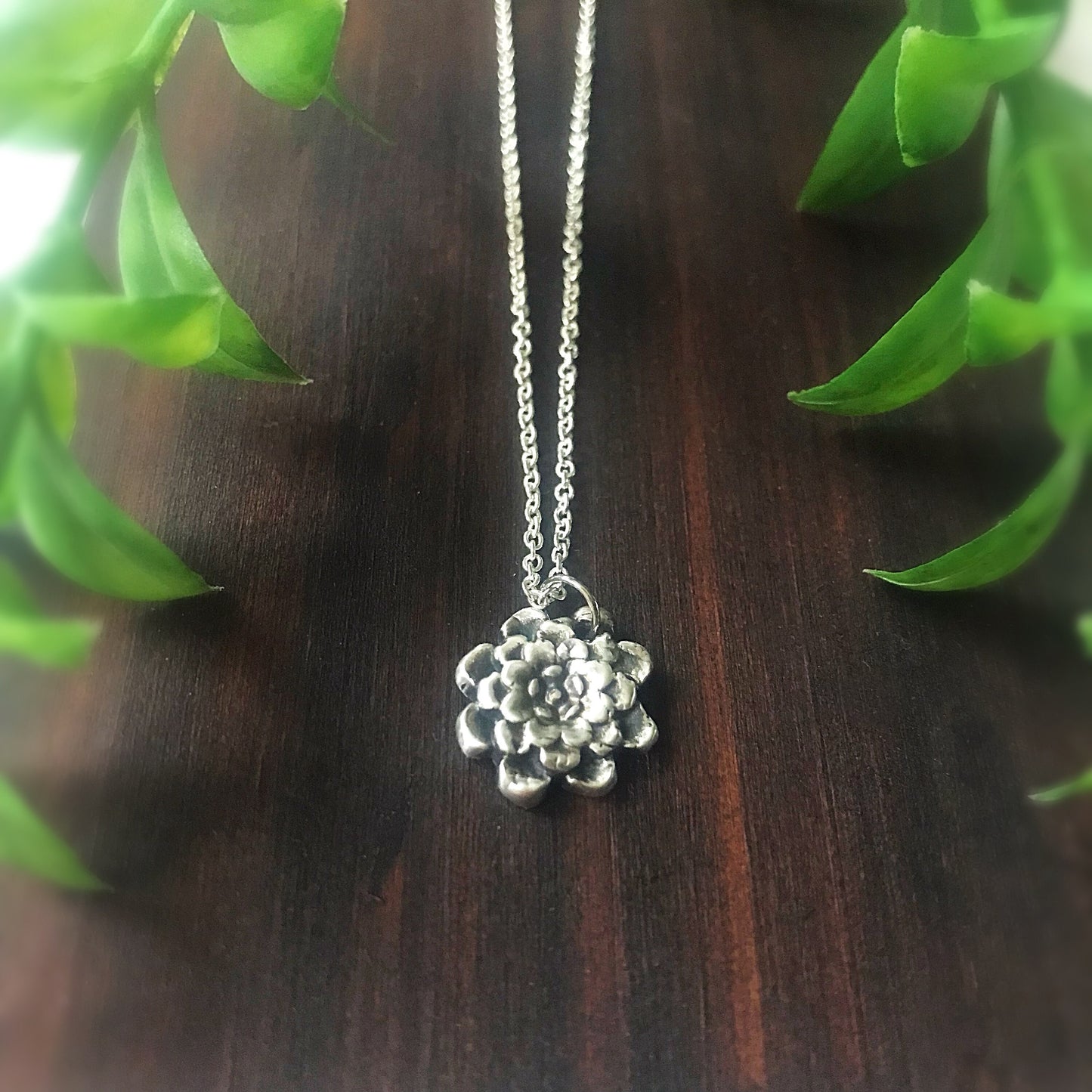 Recycled Fine Silver Chrysanthemum Flower Necklace