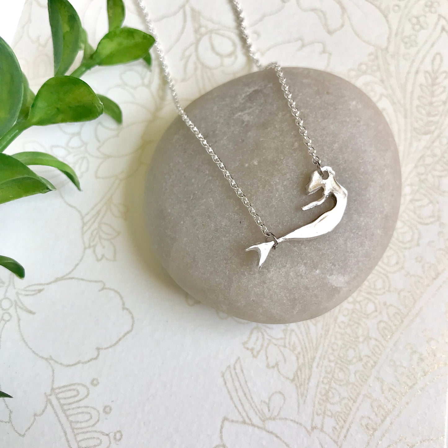 Tiny Fine Silver Mermaid Necklace