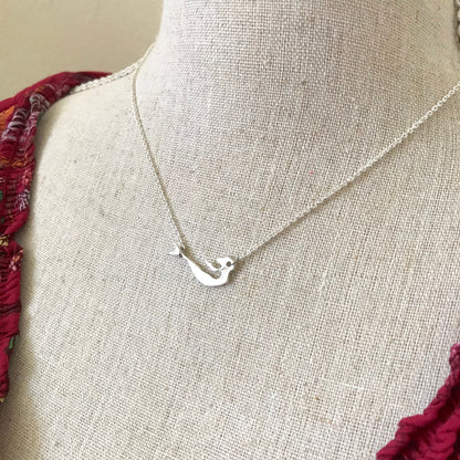 Tiny Fine Silver Mermaid Necklace