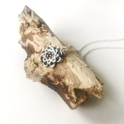 Recycled Fine Silver Chrysanthemum Flower Necklace