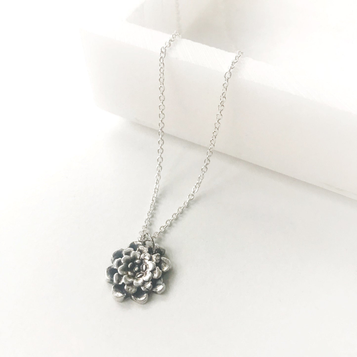 Recycled Fine Silver Chrysanthemum Flower Necklace