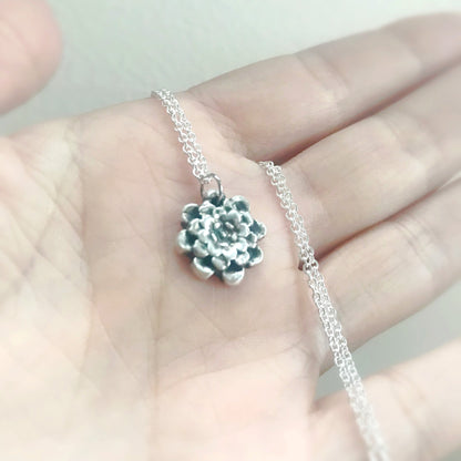 Recycled Fine Silver Chrysanthemum Flower Necklace