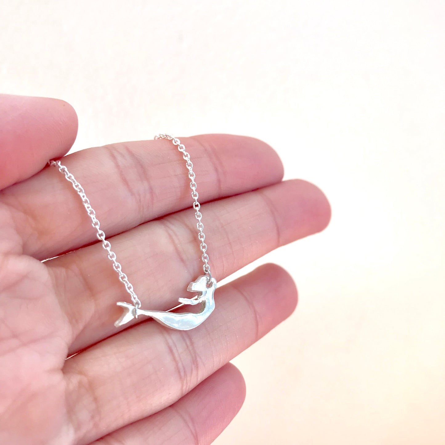 Tiny Fine Silver Mermaid Necklace