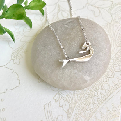 Tiny Fine Silver Mermaid Necklace