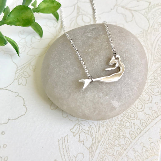 Tiny Fine Silver Mermaid Necklace