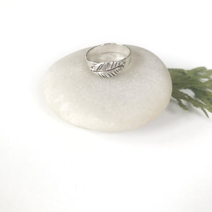 Fine Silver Feather Ring Size 6