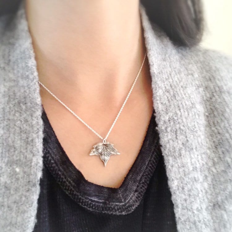 Fine Silver Maple Leaf Necklace