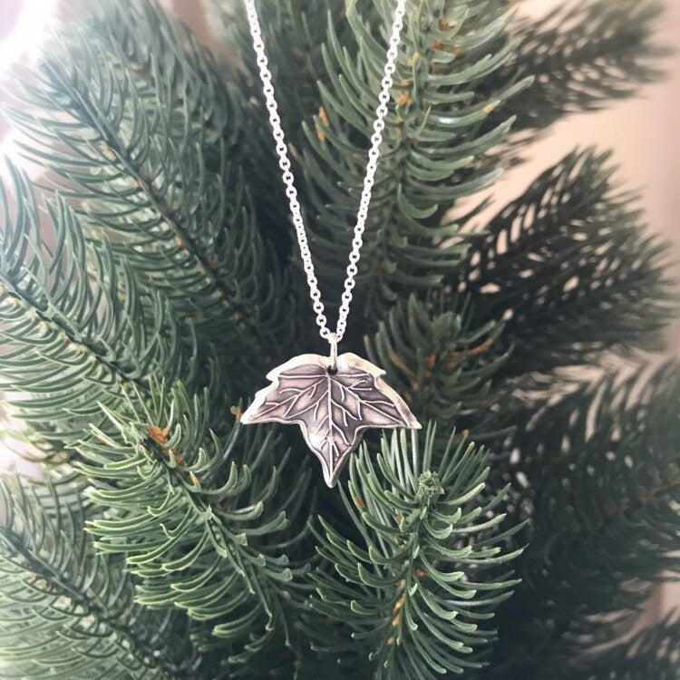 Fine Silver Maple Leaf Necklace