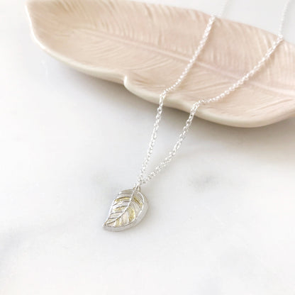 Fine Silver and 22k Gold Leaf Necklace