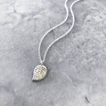 Fine Silver and 22k Gold Leaf Necklace