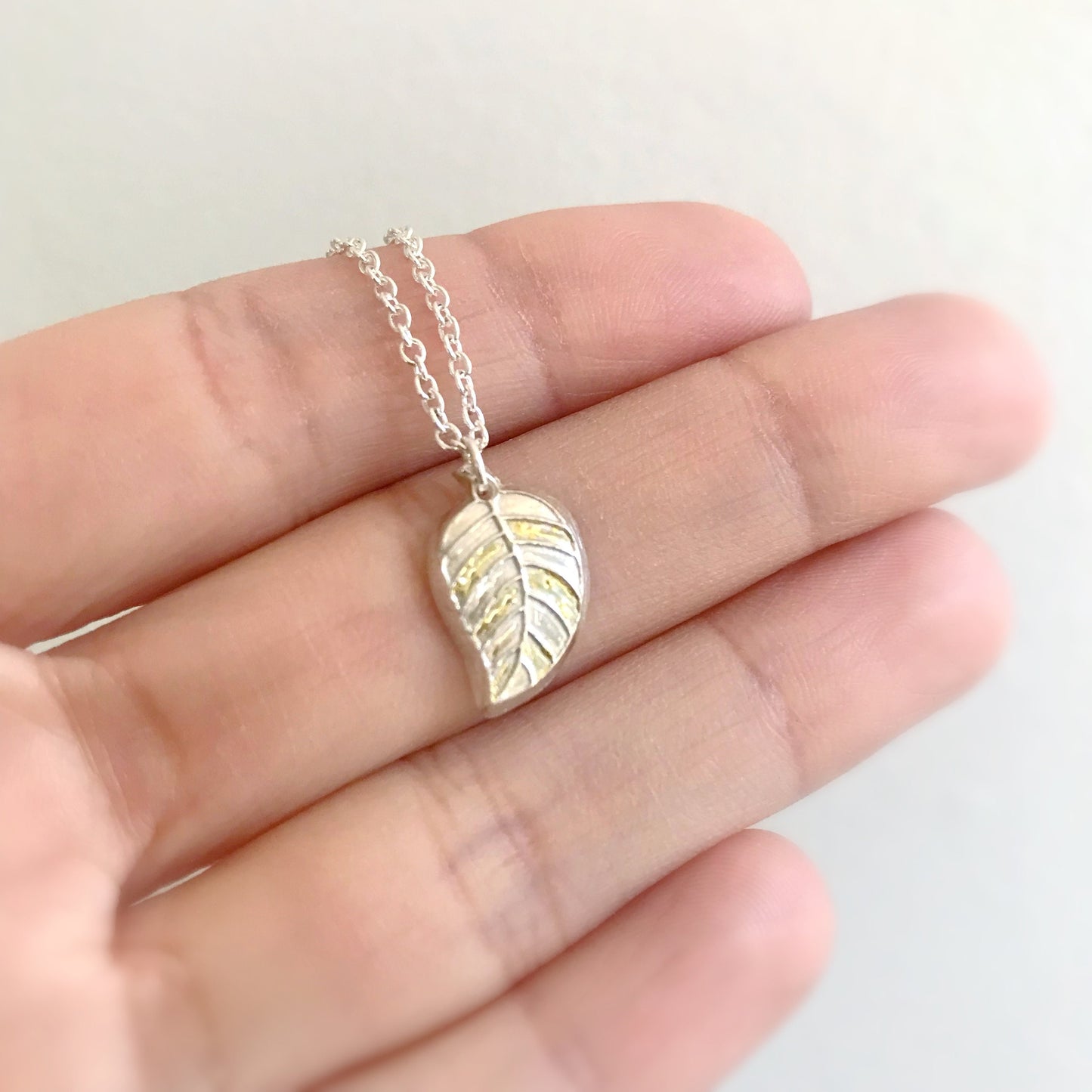 Fine Silver and 22k Gold Leaf Necklace