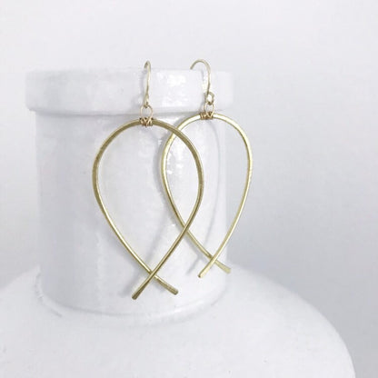 Brass Ribbon Hoop Earrings