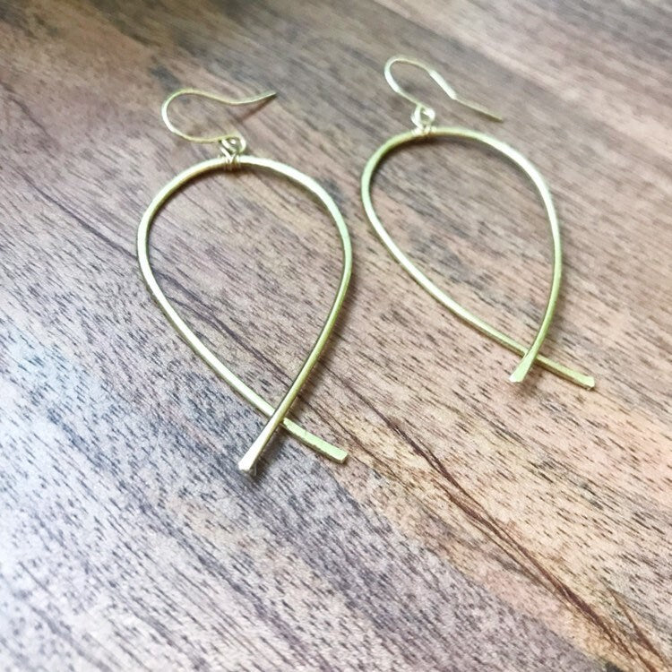 Brass Ribbon Hoop Earrings