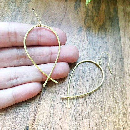 Brass Ribbon Hoop Earrings