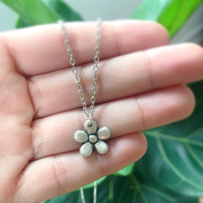 Fine Silver Flower Necklace