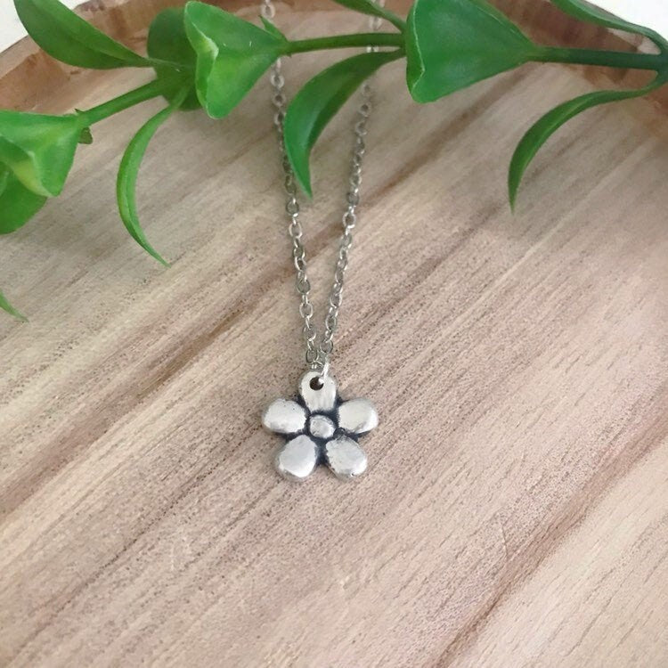 Fine Silver Flower Necklace