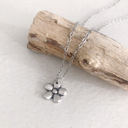 Fine Silver Flower Necklace