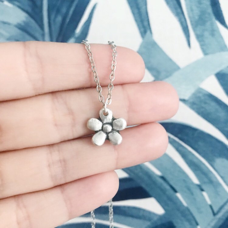 Fine Silver Flower Necklace