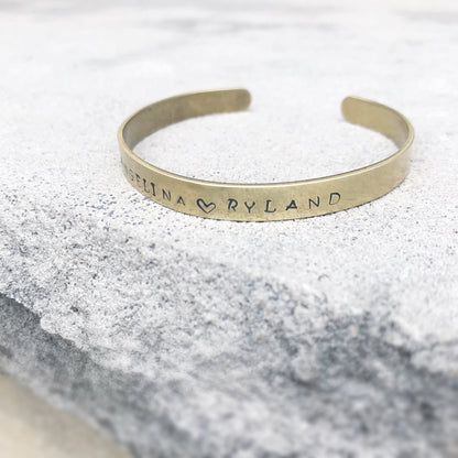 Personalized Names Hand Stamped Cuff Bracelet