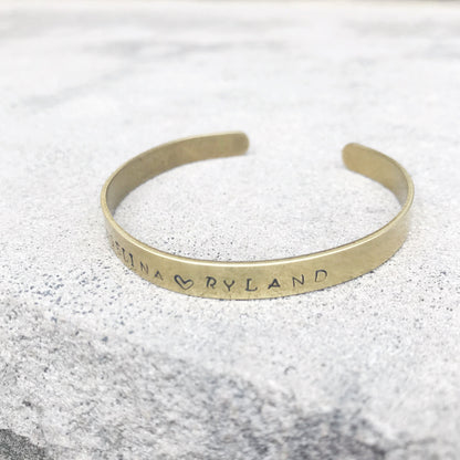 Personalized Names Hand Stamped Cuff Bracelet