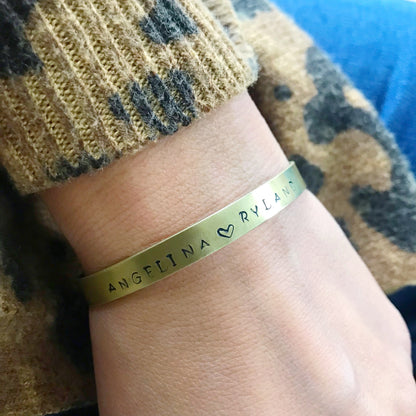 Personalized Names Hand Stamped Cuff Bracelet