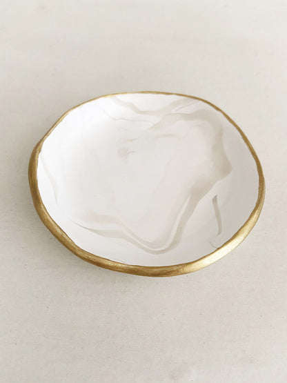 White Marbled Ring Dish