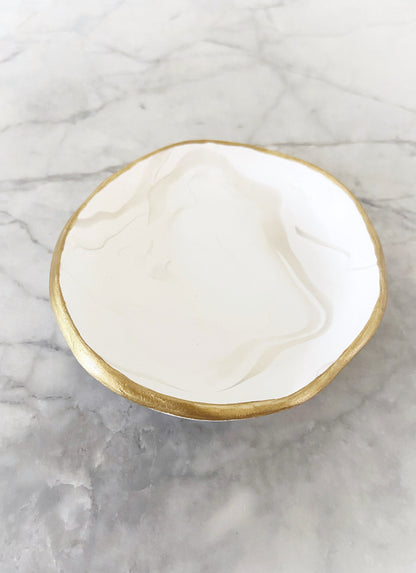 White Marbled Ring Dish