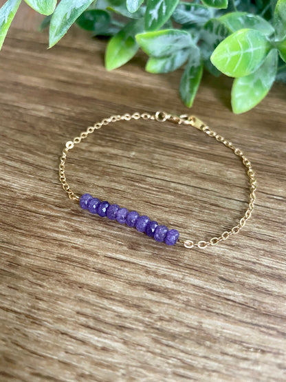 Dainty Amethyst Beaded Bracelet