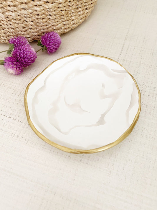 White Marbled Ring Dish