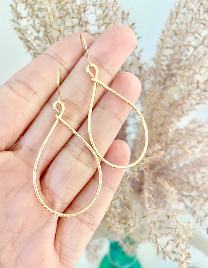 Hammered Teardrop Hoop Earrings