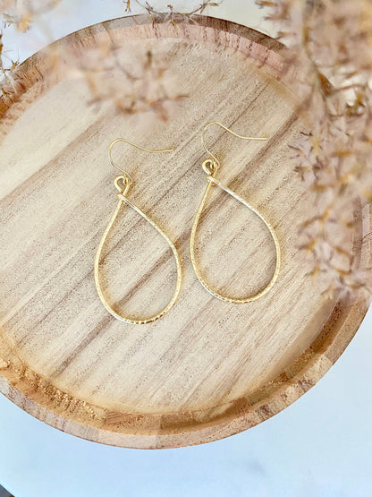 Hammered Teardrop Hoop Earrings