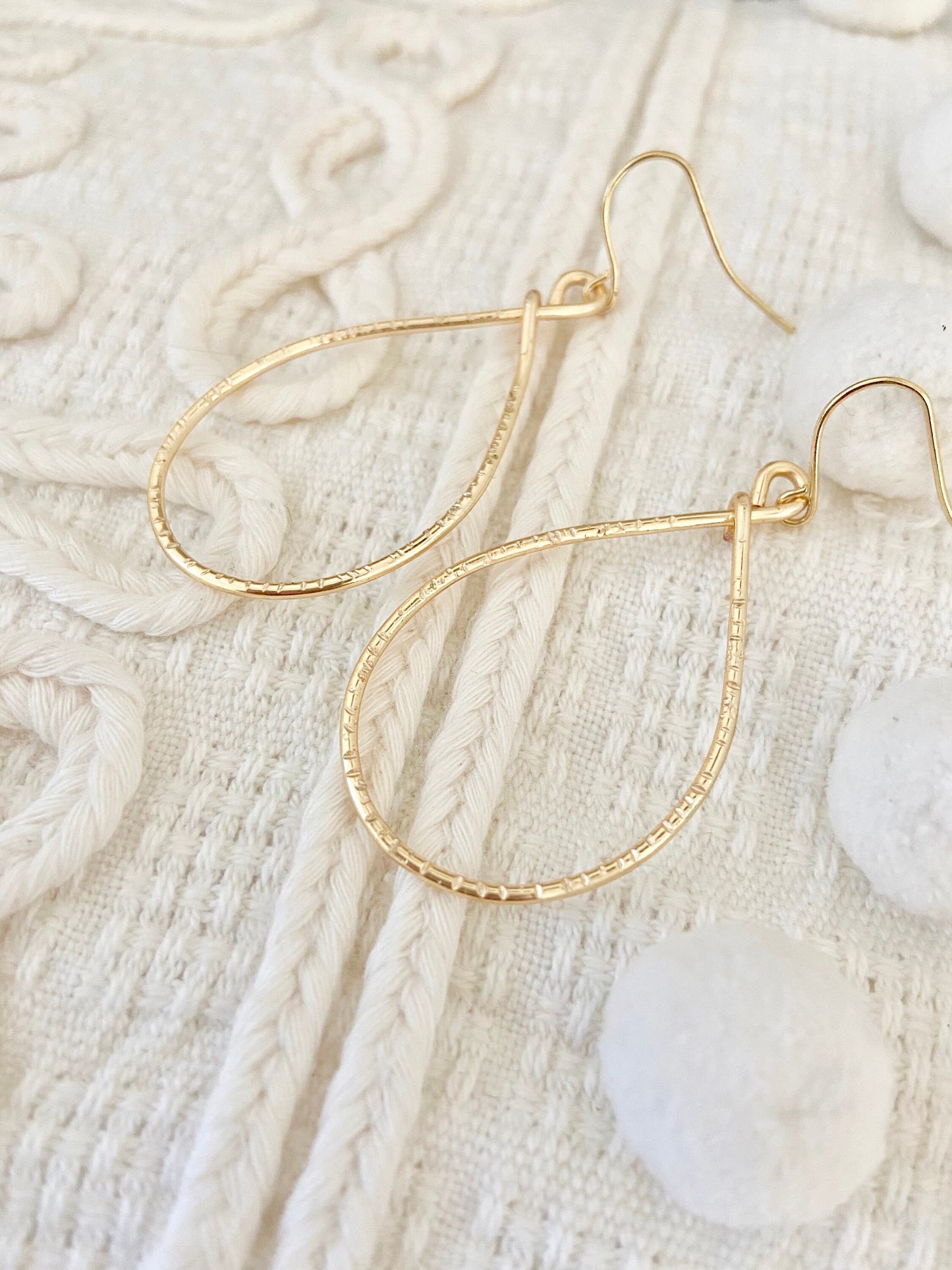 Hammered Teardrop Hoop Earrings