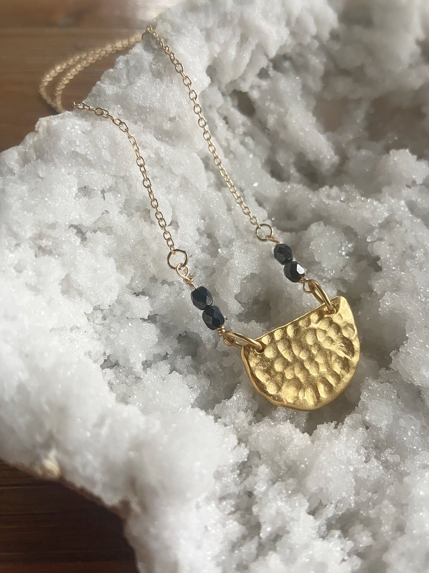 Half Moon Beaded Pendant Necklace