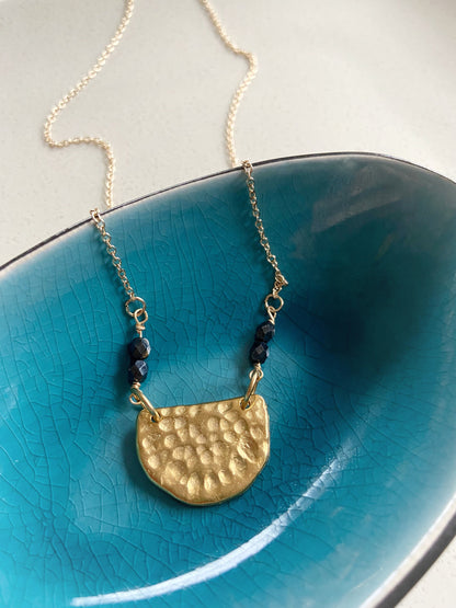 Half Moon Beaded Pendant Necklace