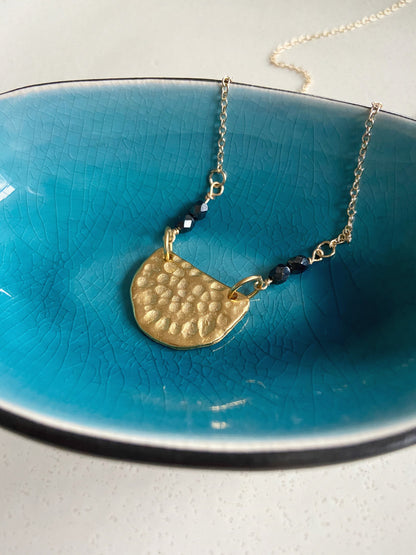 Half Moon Beaded Pendant Necklace