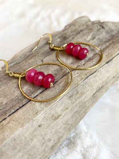 Ruby Hoop Earrings