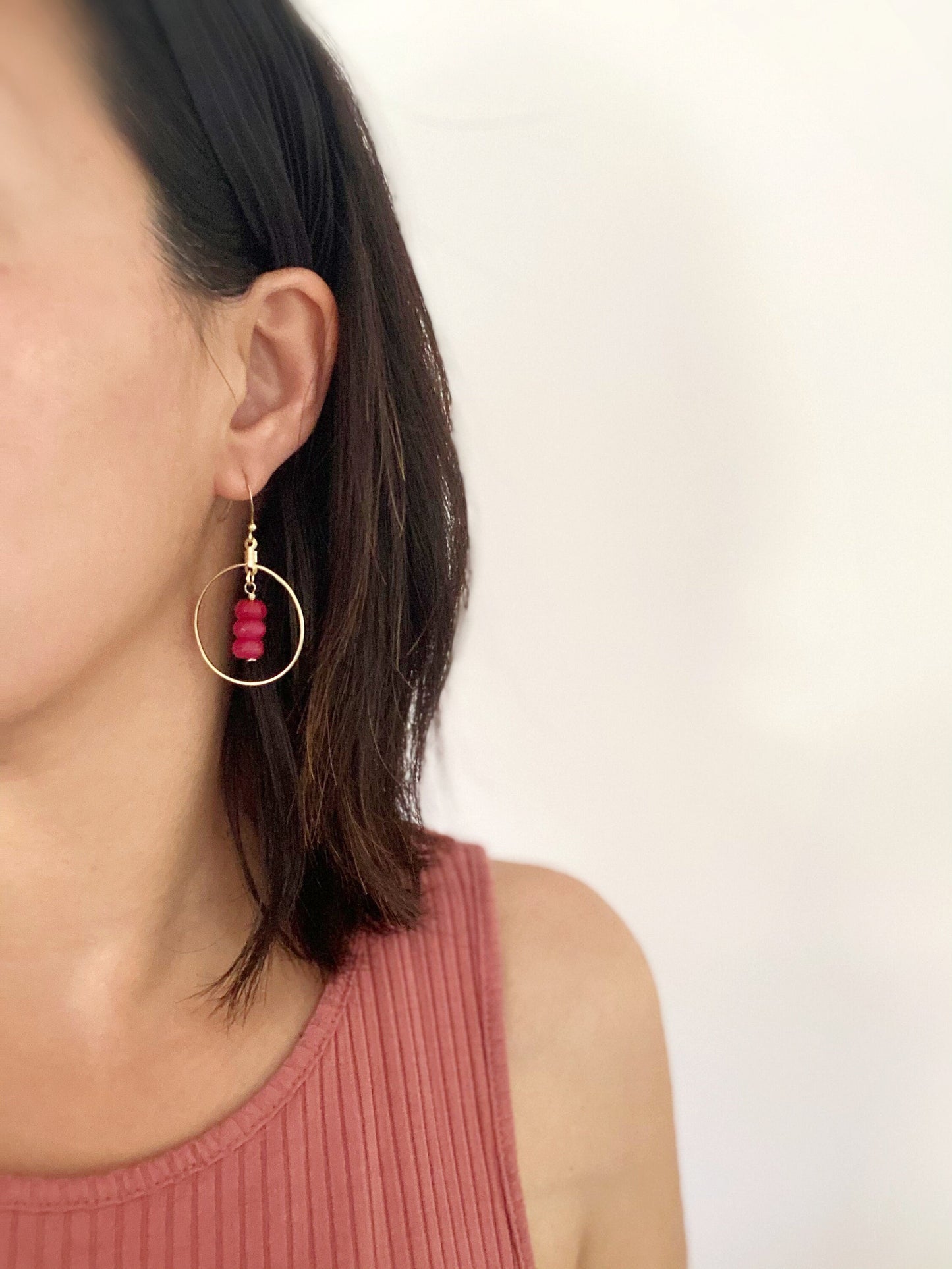 Ruby Hoop Earrings