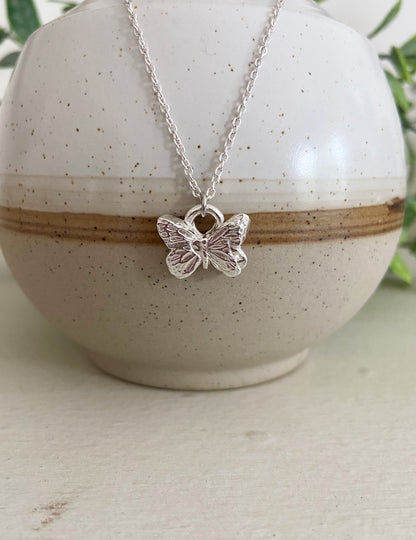 Fine Silver Butterfly Necklace