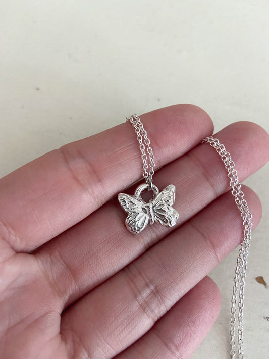 Fine Silver Butterfly Necklace