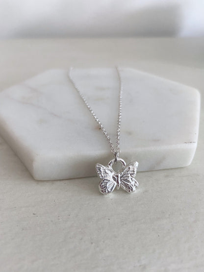 Fine Silver Butterfly Necklace