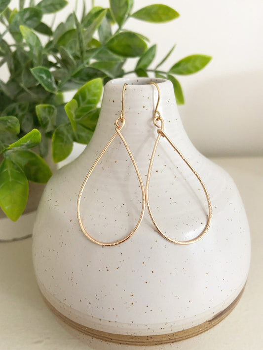 Hammered Teardrop Hoop Earrings